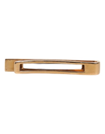 Black Sapphire Gold Tone Brass Tie Clip Bar - Image 5