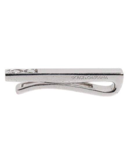 Silver Tone Brass Logo Branded Tie Clip Bar - Image 4