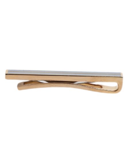 Gold Tone Brass Logo Branded Tie Clip Bar - Image 4