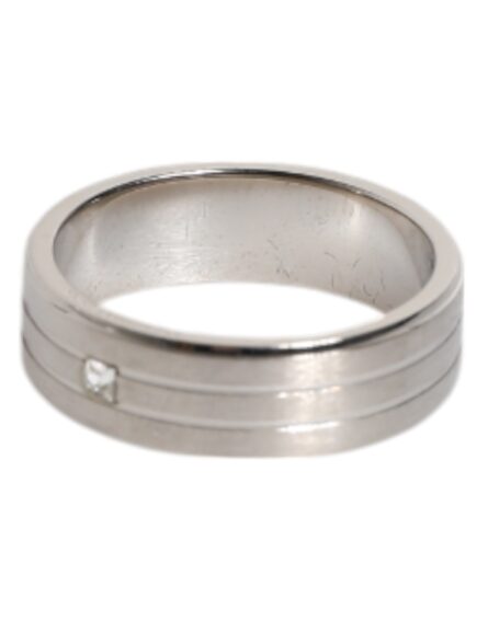 Silver Tone Brass Clear Crystal DG Logo Ring - Image 3