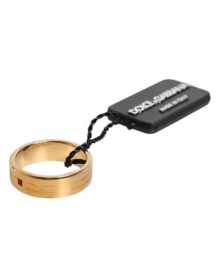 Gold Tone Brass Red Crystal DG Logo Ring - Image 3
