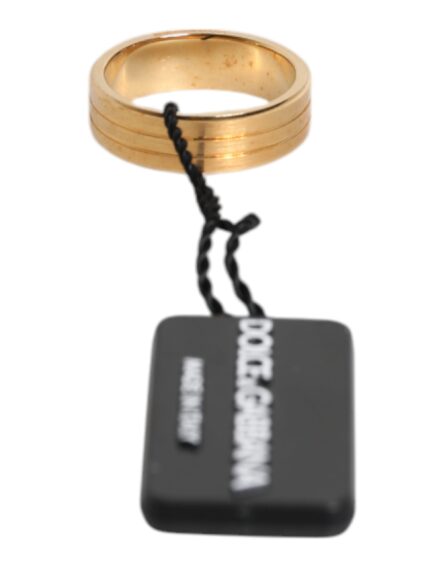 Gold Tone Brass Red Crystal DG Logo Ring - Image 4
