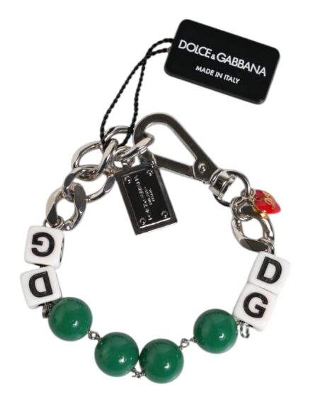 Silver Tone Brass Bead Dice Logo Embellish Charm Bracelet - Image 6