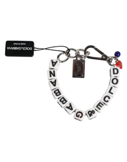 Silver Brass Chain Dice Logo Embellished Charm Bracelet - Image 5