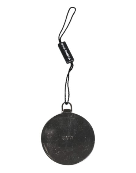 Green Calfskin Leather Round Logo Hand Mirror Holder - Image 6