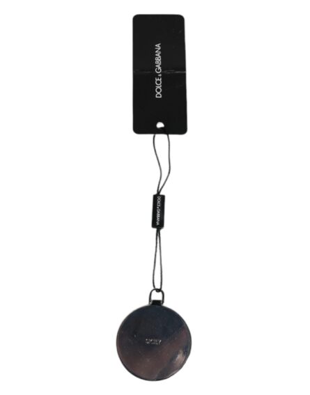 Pink Calfskin Leather Round Logo Hand Mirror Holder - Image 5