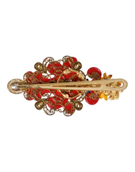 Multicolor Spring CARRETTO Gold Brass Crystal Hair Clip - Image 3