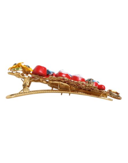 Multicolor Spring CARRETTO Gold Brass Crystal Hair Clip - Image 4
