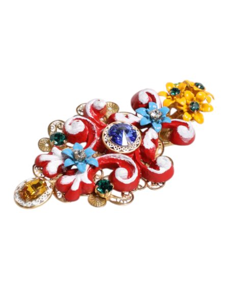 Multicolor Spring CARRETTO Gold Brass Crystal Hair Clip - Image 5