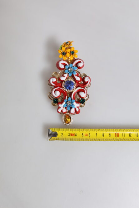 Multicolor Spring CARRETTO Gold Brass Crystal Hair Clip - Image 8