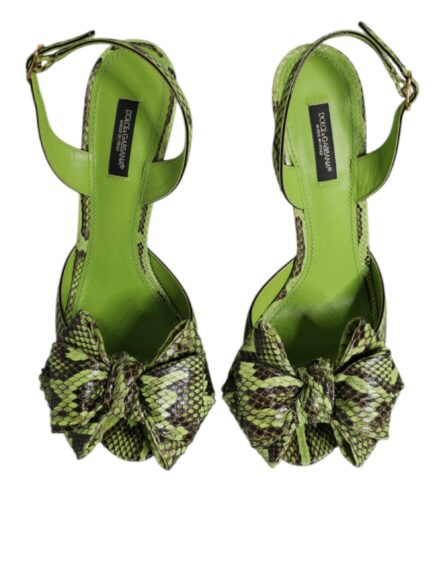 Green Python Leather Heels Sandals Shoes - Image 2