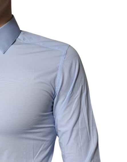 Light Blue Cotton GOLD Dress Formal Shirt - Image 5