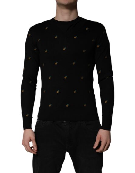 Black Pineapple Crew Neck Pullover Sweater - Image 2