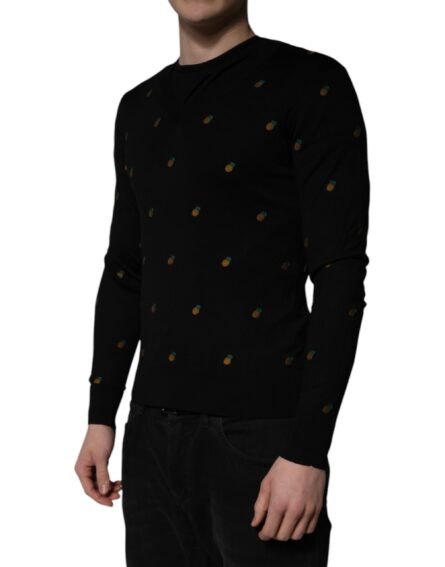 Black Pineapple Crew Neck Pullover Sweater - Image 4