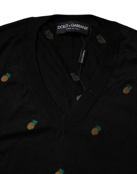 Black Pineapple Crew Neck Pullover Sweater - Image 6