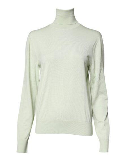 Light Green Wool Turtleneck Pullover Sweater - Image 2