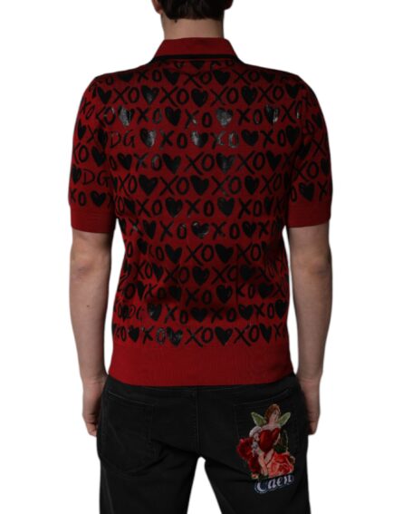 Red Cotton XOXO Collared Polo T-shirt - Image 4