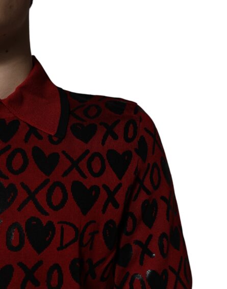 Red Cotton XOXO Collared Polo T-shirt - Image 5