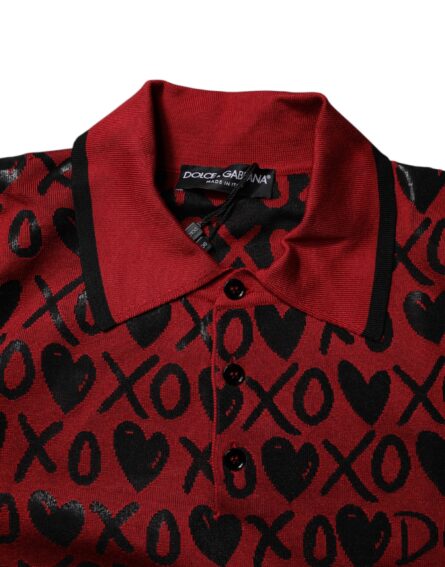 Red Cotton XOXO Collared Polo T-shirt - Image 6