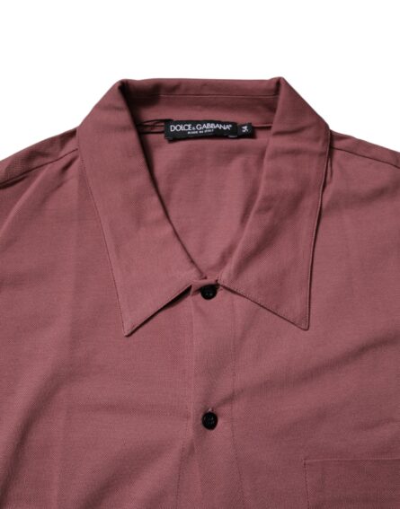 Dark Pink Button Down Casual Polo Men Shirt - Image 5