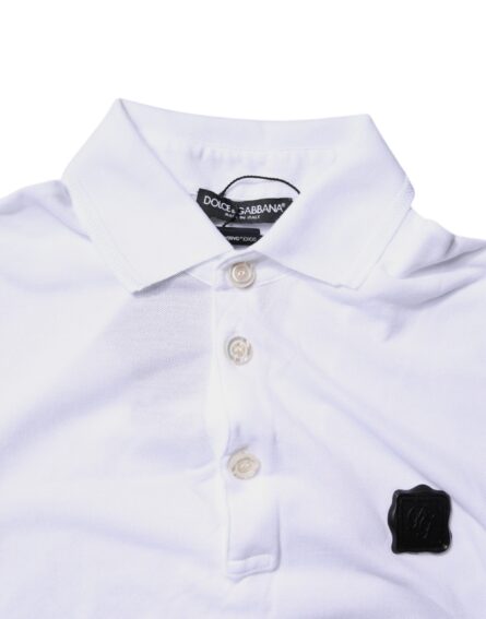 White Cotton Logo Collared Polo T-shirt - Image 6