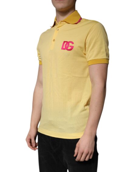 Yellow Cotton Logo Collared Polo T-shirt - Image 3