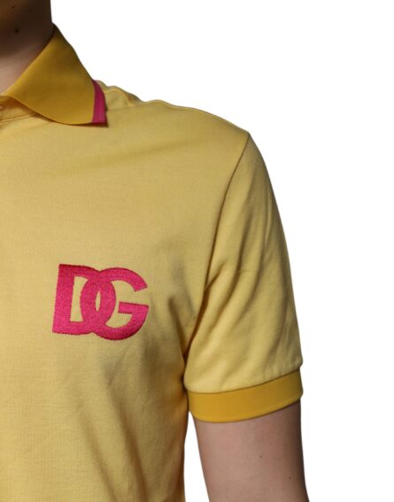 Yellow Cotton Logo Collared Polo T-shirt - Image 5