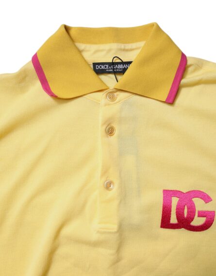 Yellow Cotton Logo Collared Polo T-shirt - Image 6