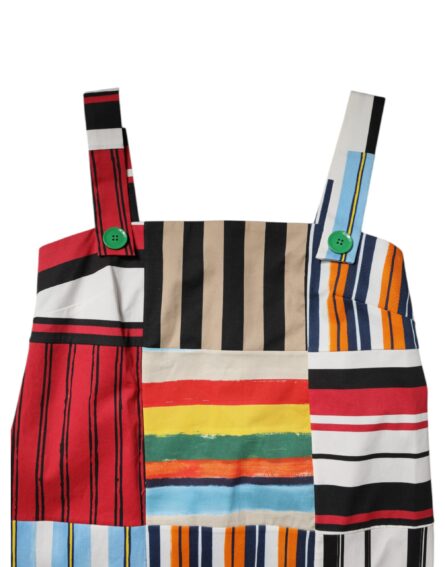 Multicolor Cotton Stripe Sleeveless Dress - Image 7