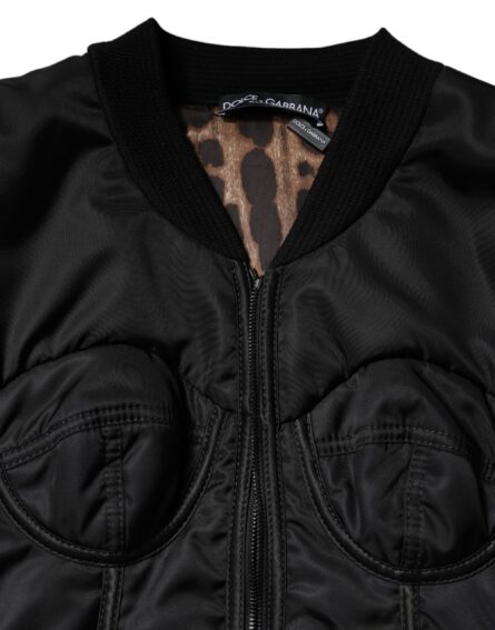 Black Nylon Full Zip Bustier Corset Jacket - Image 8