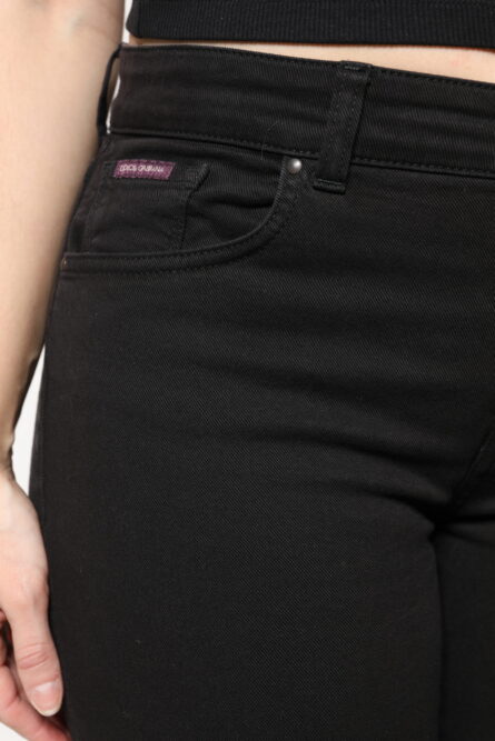 Black Cotton Mid Waisted Skinny Denim Jeans - Image 5