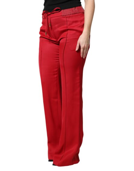 Red Viscose Straight Fit Pants - Image 3