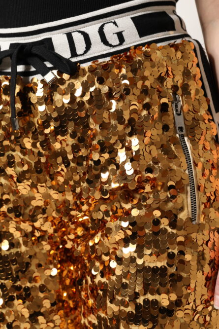 Metallic Gold DG Logo Sequined Jogger Pants - Image 5