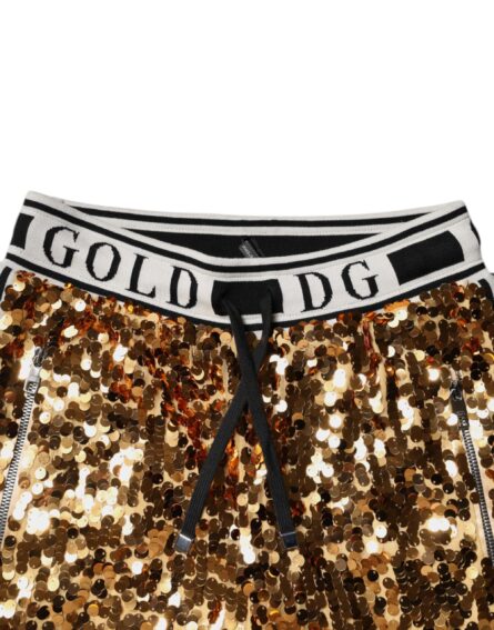 Metallic Gold DG Logo Sequined Jogger Pants - Image 6