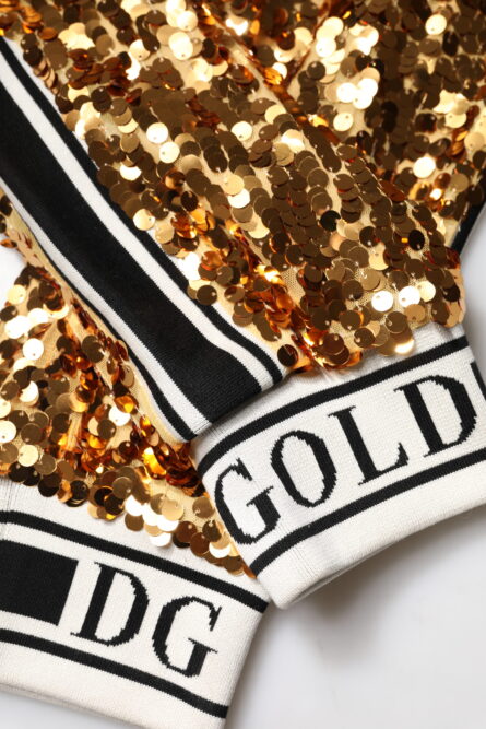 Metallic Gold DG Logo Sequined Jogger Pants - Image 8