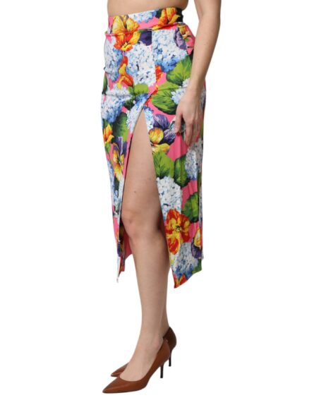 Multicolor Floral High Waist Midi Skirt - Image 3
