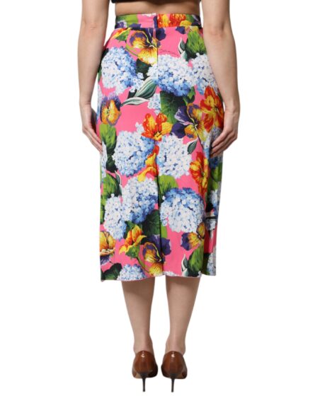 Multicolor Floral High Waist Midi Skirt - Image 4