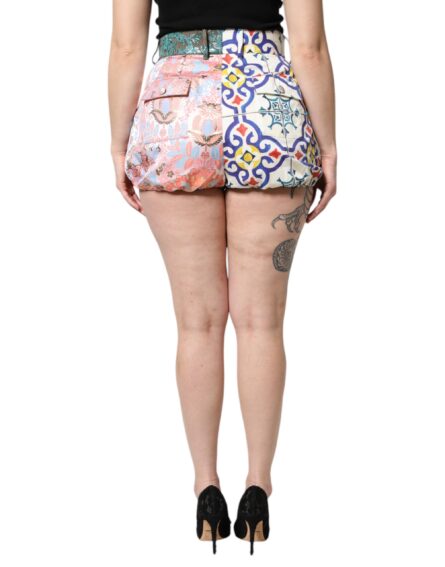 Multicolor Cotton Patchwork Hot Pants Shorts - Image 4