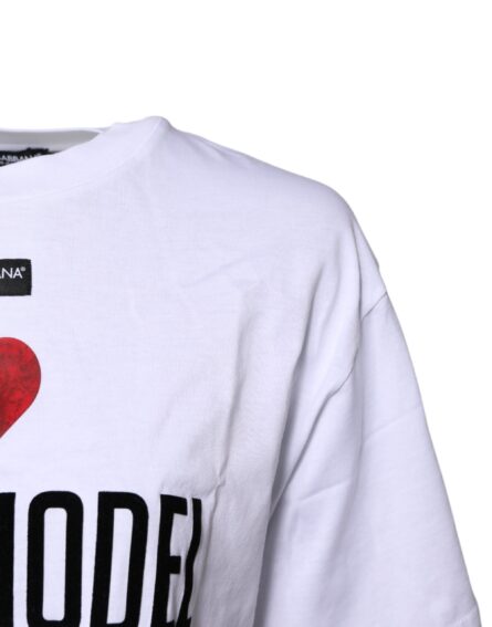 White Printed Round Neck Top Cotton T-shirt - Image 7