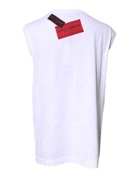 White Floral Graphic Print Sleeveless Tank Top - Image 4