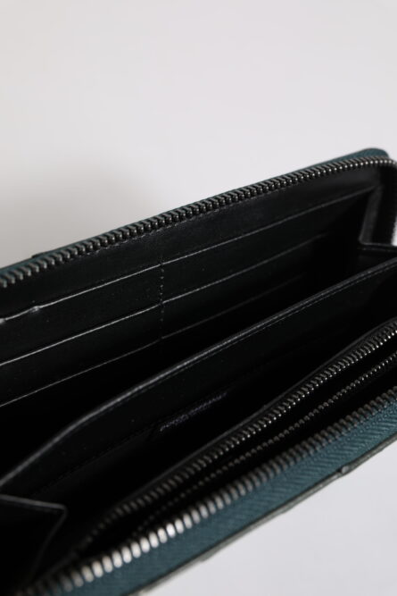 Green Ostrich Logo Plaque Zip Around Continental Wallet - Image 7