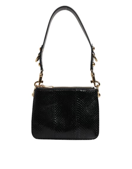 Black Exotic Leather Shoulder Sling Clutch Bag - Image 9