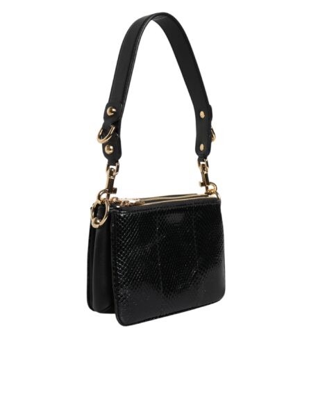 Black Exotic Leather Shoulder Sling Clutch Bag - Image 10