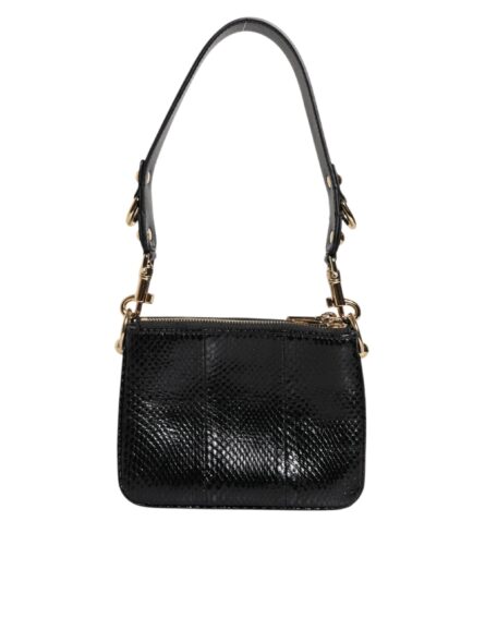 Black Exotic Leather Shoulder Sling Clutch Bag - Image 11