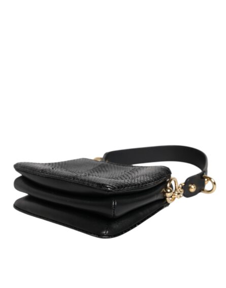 Black Exotic Leather Shoulder Sling Clutch Bag - Image 12