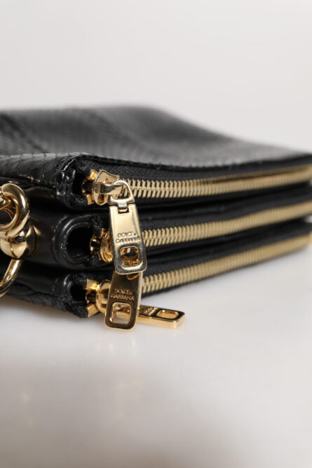 Black Exotic Leather Shoulder Sling Clutch Bag - Image 6