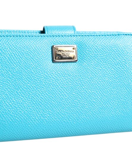 Light Blue Leather Bifold Continental Clutch Wallet - Image 3