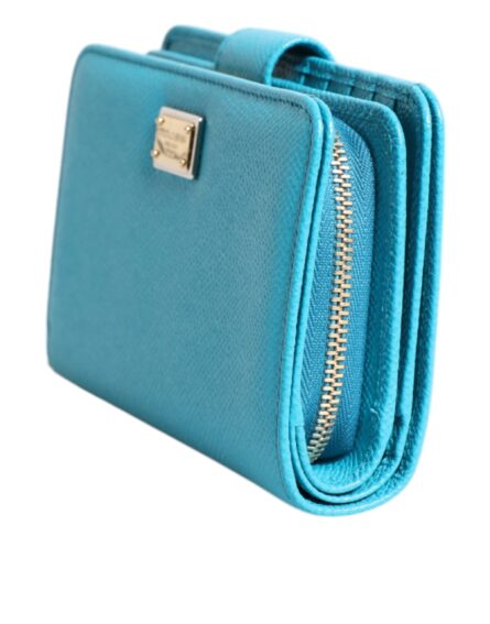 Light Blue Leather Bifold Continental Clutch Wallet - Image 11