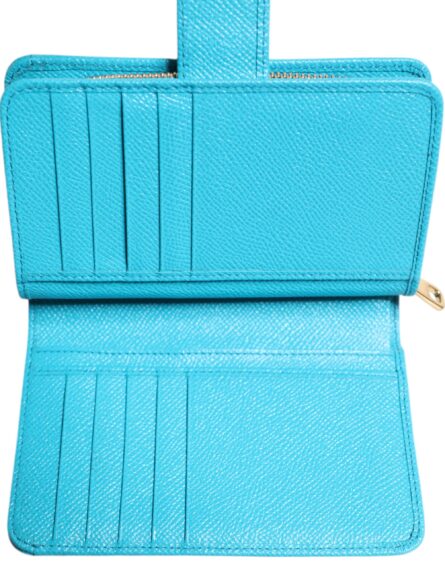 Light Blue Leather Bifold Continental Clutch Wallet - Image 15