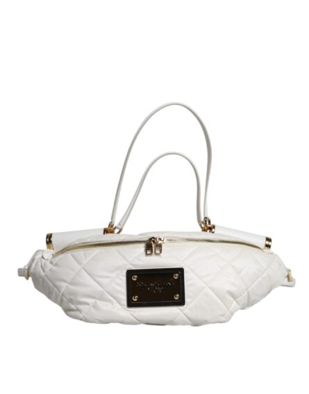 White Quilted Logo Plaque Belt Waist Fanny Pack Bag - Image 10